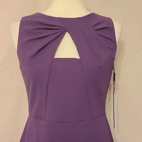Calvin Klein Purple Gathered Cut-out Front Sleeveless Sheath Dress - Picture 5 of 10